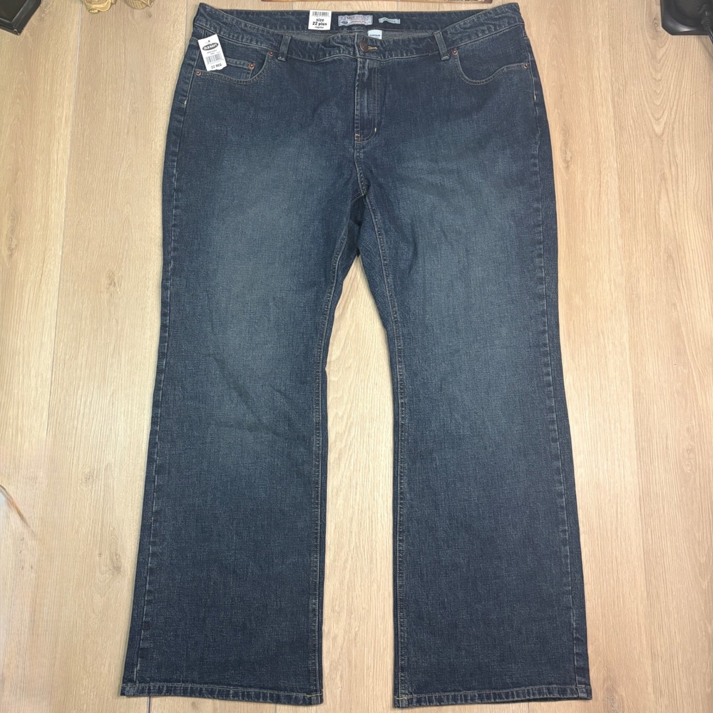 Old Navy Womens Plus 22 Regular Low Waist Boot-Cut Jeans Dark Wash Stretch Denim